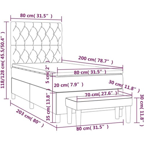 VidaXL Krevet s oprugama i madracem smeđesivi 80x200 cm od tkanine Slike