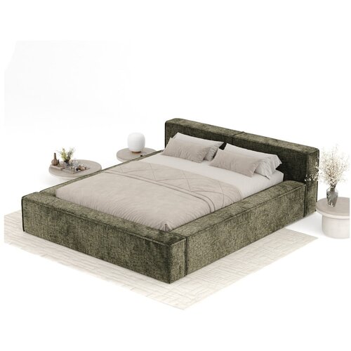 Maison de R&amp;ecirc;ve Temno zelena oblazinjena zakonska postelja s prostorom za shranjevanje z letvenim dnom 180x200 cm Voliera &amp;ndash; Slike