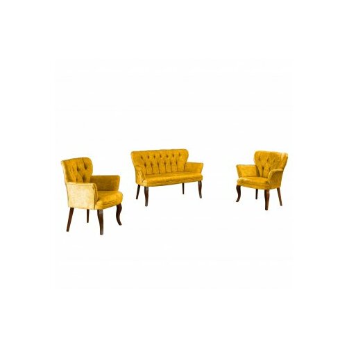 Atelier Del Sofa sofa i dve fotelje paris walnut wooden mustard Slike