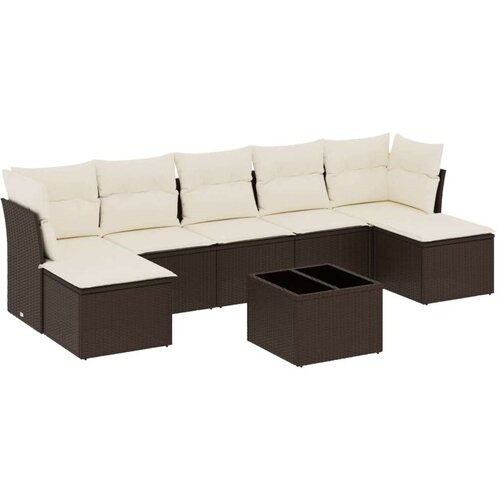 VidaXL 8-dijelni set vrtnih sofa s jastucima smeđi od poliratana Slike