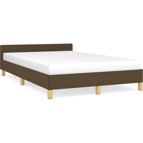 VidaXL Posteljni okvir z vzglavjem temno rjav 120x190 cm tkanina Slike
