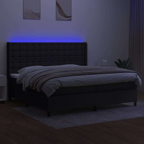  Krevet box spring s madracem LED crni 200x200 cm od tkanine Slike