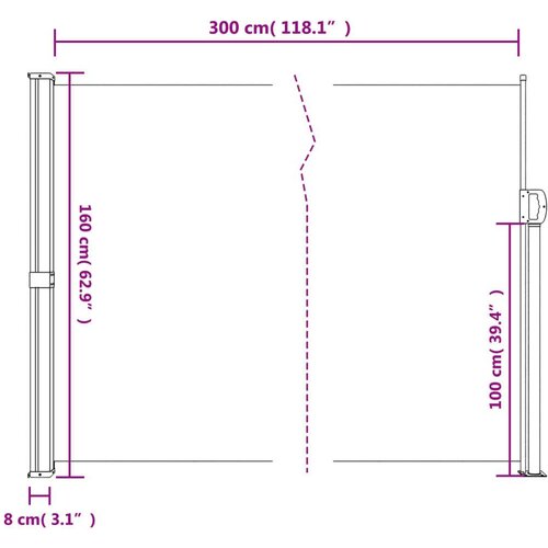  Bočna tenda na uvlačenje smeđesiva 160 x 300 cm Slike