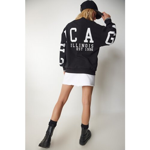  Women's Black Printed Oversized Sweatshirt Cijene