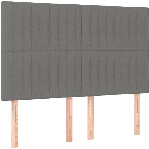 Maison Chic Posteljno vzglavje - Vzglavna omarica 4 kosa temno siv 72x5x78/88 cm blago, (22077811) Slike