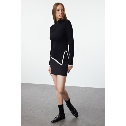 Trendyol Black Asymmetrical Slit Detailed Knitwear Sweater Slike