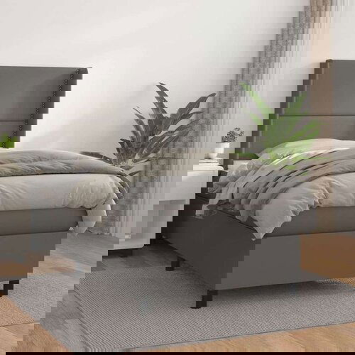 Krevet s oprugama i madracem sivi 90 x 200 cm od umjetne kože Cijene
