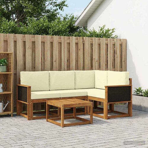  Set vanjskih sofa 5 kom. Prirodna i krem Poliester Smeđa 59 x 59 x 37 cm Cene