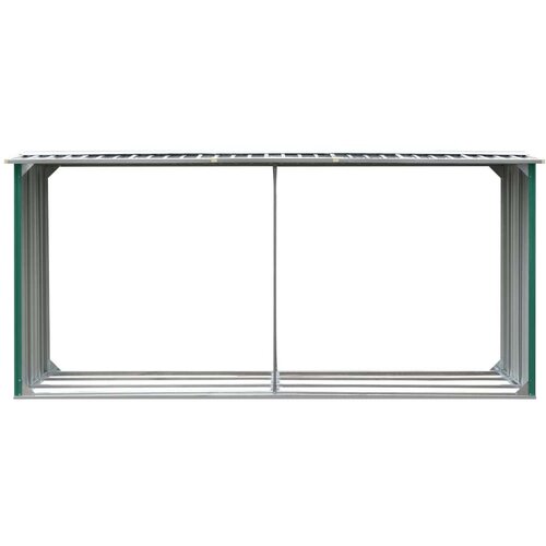 VidaXL Vrtna lopa za drva pocinkano jeklo 330x92x153 cm zelena Slike