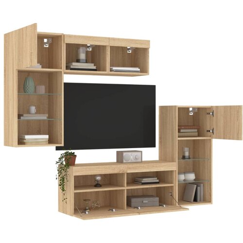 vidaXL Komplet TV omaric LED 5-delni sonoma hrast inženirski les Cene