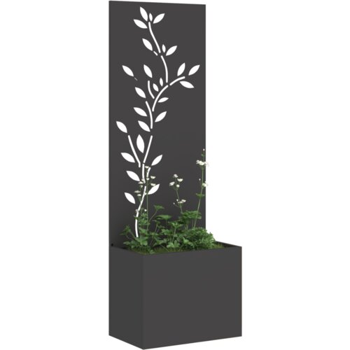 vidaXL Vrtni Sadič s Dekorativnom Pločom Crna 50 x 140 cm Cene