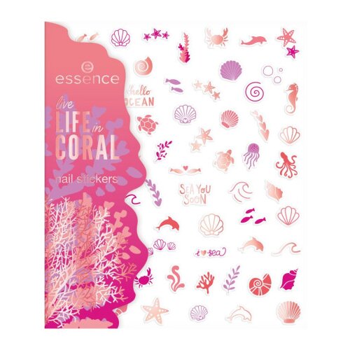 Essence samolepilne nalepke za nohte - Live Life In Coral Nail Stickers - 01 It's A Reef Of Happiness! Cene