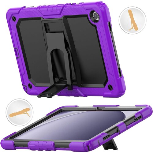 NIKCORP Ovitek za iPad 9.7&amp;quot; s stojalom, ročajem in naramnim trakom, trislojna za&amp;scaron;čita proti udarcem, silikonski, vijolične barve, (5000138889) Slike