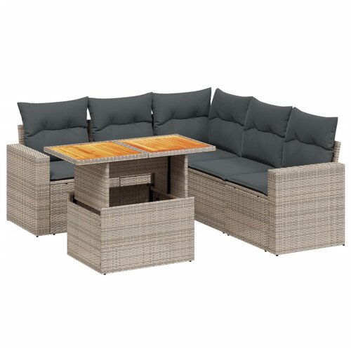 Maison Chic Seti vrtnega pohištva - Vrtna garnitura - Vrtni pohištvo set 6-delna z blazinami siv poli ratan, (21808219) Cene