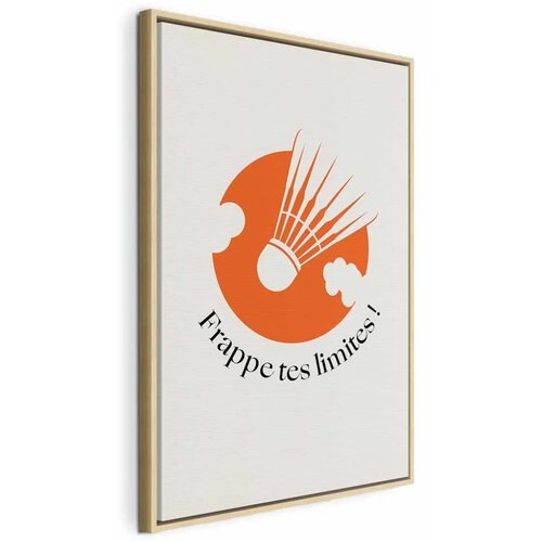  Slika - Badminton Shuttlecock on an Orange Circle Background 80x120 U prirodnom drvenom okviru Cene