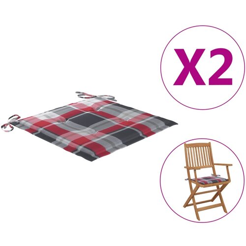 vidaXL Blazine za vrtne stole 2 kosa rdeč karo vzorec 40x40x3 cm blago Cene