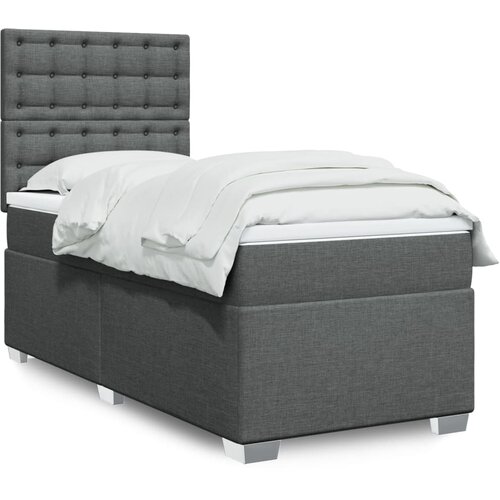 vidaXL Box spring postelja z vzmetnico temno siva 80x200 cm blago Cene