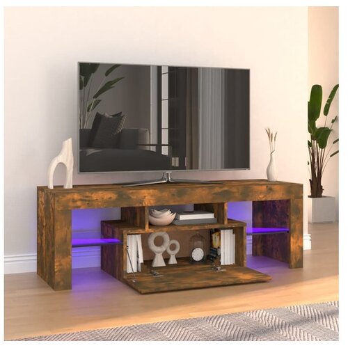  TV omarica z LED lučkami dimljeni hrast 120x35x40 cm Cene