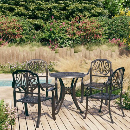  5-dijelni bistro set od lijevanog aluminija crni Slike