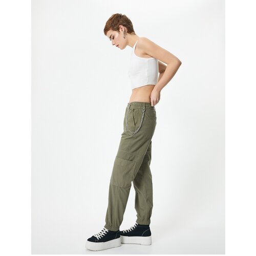 Koton Cargo Jogger Trousers Chain Detail High Waist Cotton Slike