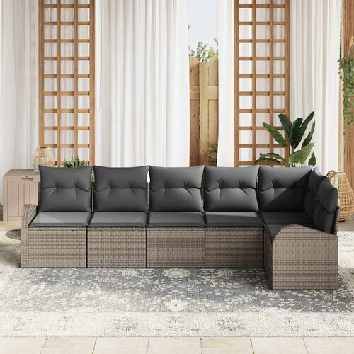  Sjedeća garnitura za vrt 6 kom. Siva poliratan 289 x 124 x 85 cm Slike