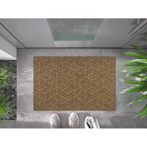 Wash+dry PREDPRAŽNIK Dune Leaves Taupe 60/90 cm reliefno umazano rjava Slike