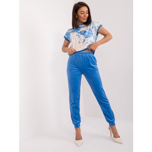 Fashion Hunters Blue-beige velvet set with flowers RUE PARIS Slike