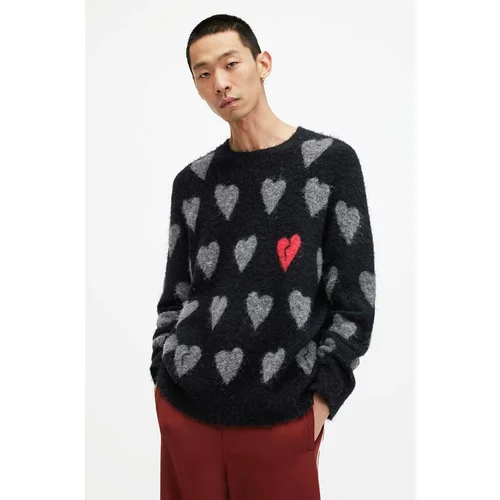 AllSaints Vuneni pulover AMORE za muškarce, boja: crna