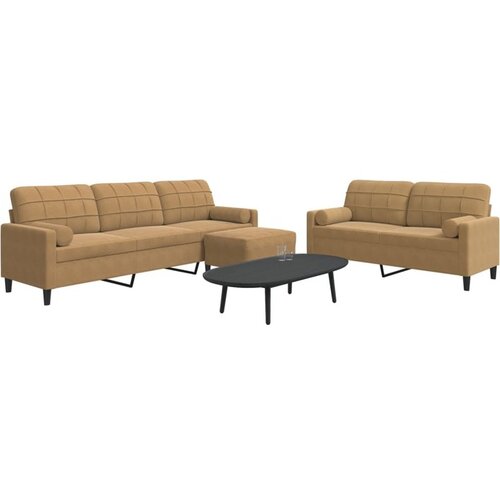 vidaXL 3-dijelni set sofa s jastucima smeđi baršunasti Cijene