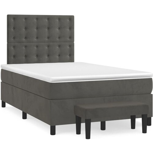 VidaXL Krevet box spring s madracem tamnosivi 120 x 190 cm bar&amp;scaron;un Slike