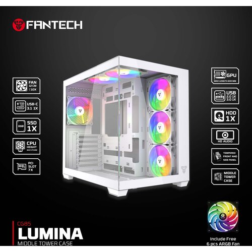 Fantech Kućište Gaming CG85 Lumina belo Cene