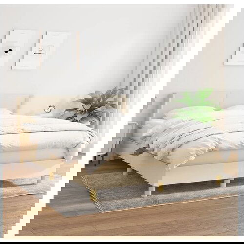 VidaXL Krevet s oprugama i madracem krem 140 x 190 cm od tkanine Slike