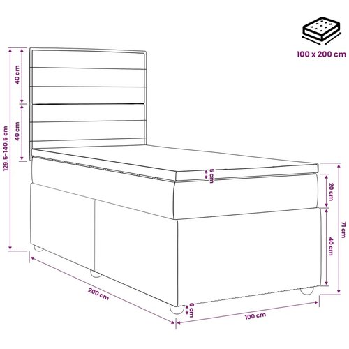  Boxspring krevet s madracem Krem 100 x 200 cm Tkanina - Krem 100 x 200 cm Dizajn linija Slike