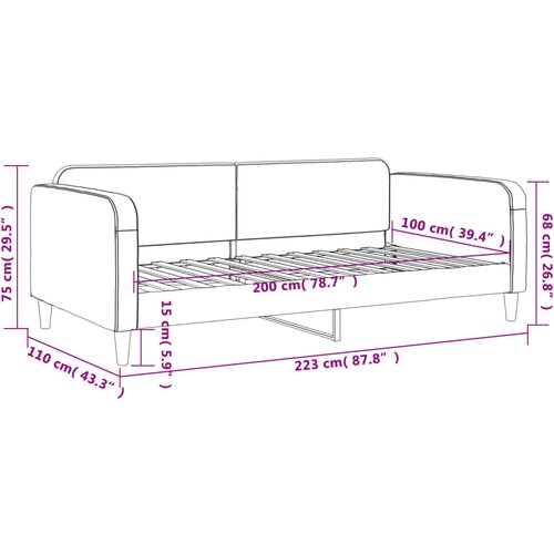  Dnevni krevet crni 100 x 200 cm od tkanine Slike