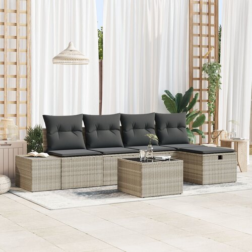 vidaXL 6-dijelni set vrtnih sofa s jastučićima svijetlosivi poli ratan Cijene