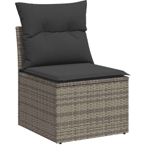 VidaXL 4-dijelni set vrtnih sofa poliratan i bagrem s jastucima sivi Slike