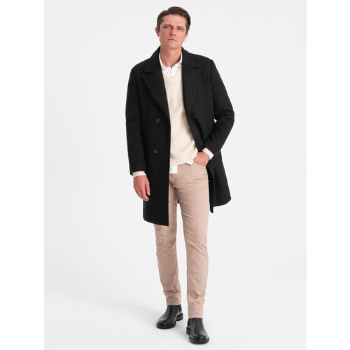Ombre Men&amp;#039;s double-breasted lined coat - black Slike