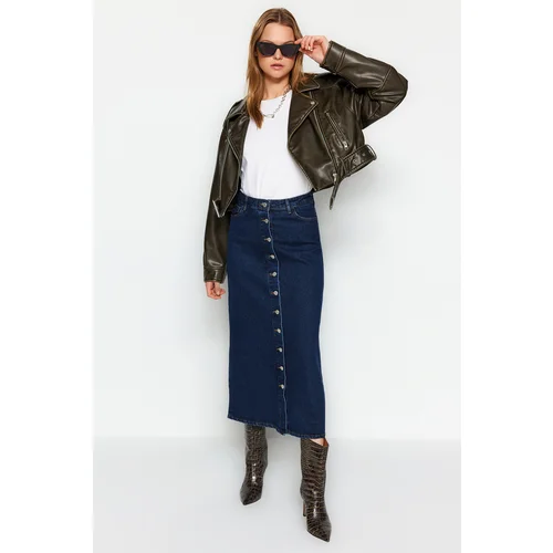 Trendyol Indigo Denim Jeans Skirt With Button Closure