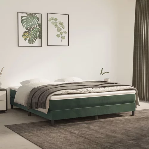 vidaXL Box spring posteljni okvir temno zelen 180x200 cm žamet