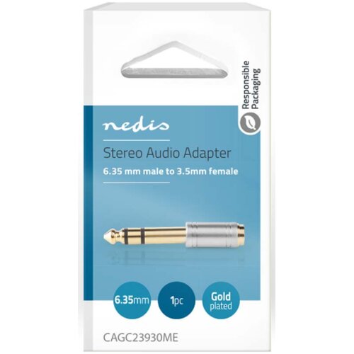 Nedis CAGC23930ME stereo audio adapter, 6.35 mm muški, 3.5 mm ženski, gold plated, metal, siva Cene