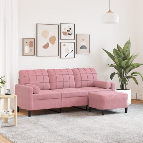 vidaXL Trosed s stolčkom za noge roza 180 cm žamet Cene