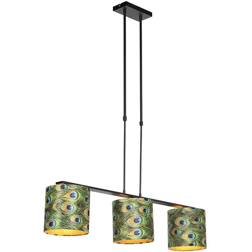 QAZQA Viseča svetilka z velur odtenki pav z zlatom 20cm - Combi 3 Deluxe Cene