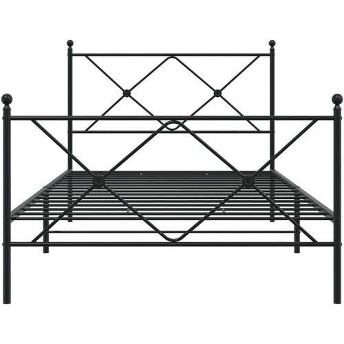 VidaXL Metalni okvir kreveta uzglavlje i podnožje crni 107x203 cm Slike