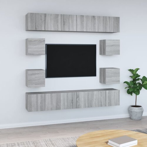  10-dijelni set TV ormarića sivog sonome konstruirano drvo Slike