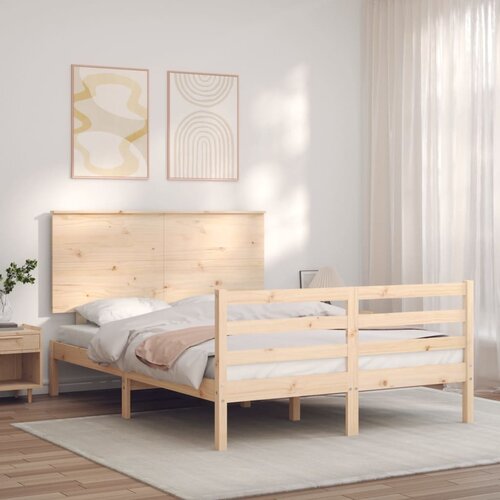 vidaXL Posteljni okvir z vzglavjem 140x200 cm trden les Cene