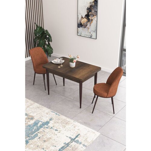 Hanah home trpezarijski set Nil, sto i 2 stolice, ploča u dekoru drveta Baroque, terakota tkanina Babyface Cene