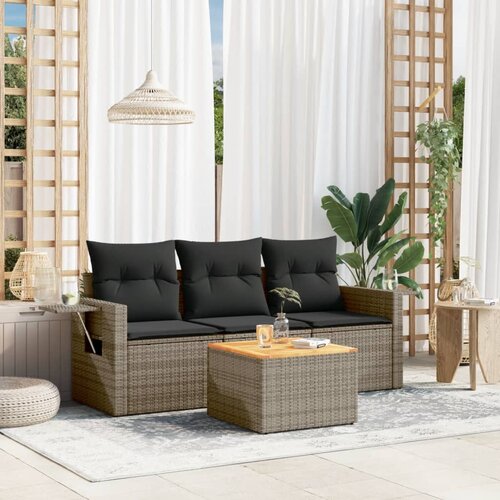 vidaXL 4-dijelni set vrtnih sofa od poliratana s jastucima sivi Cijene