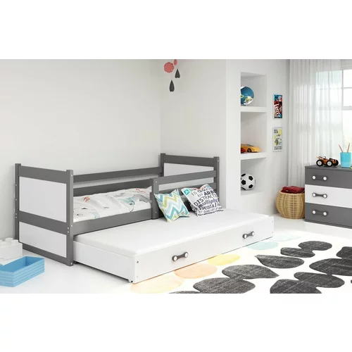BMS Group Otroška postelja Rico z dodatnim ležiščem - 80x190 cm - grafit/bela