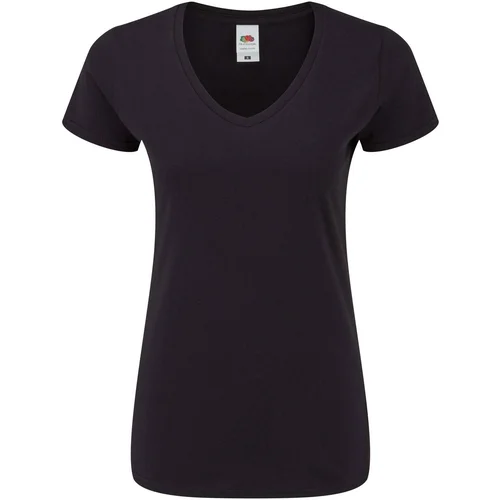 Fruit Of The Loom Czarna koszulka damska Iconic Vneck