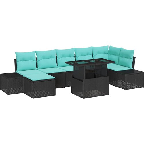  Sjedeća garnitura za vrt 8 kom. Crna poliratan 319 x 154 x 85 cm Slike